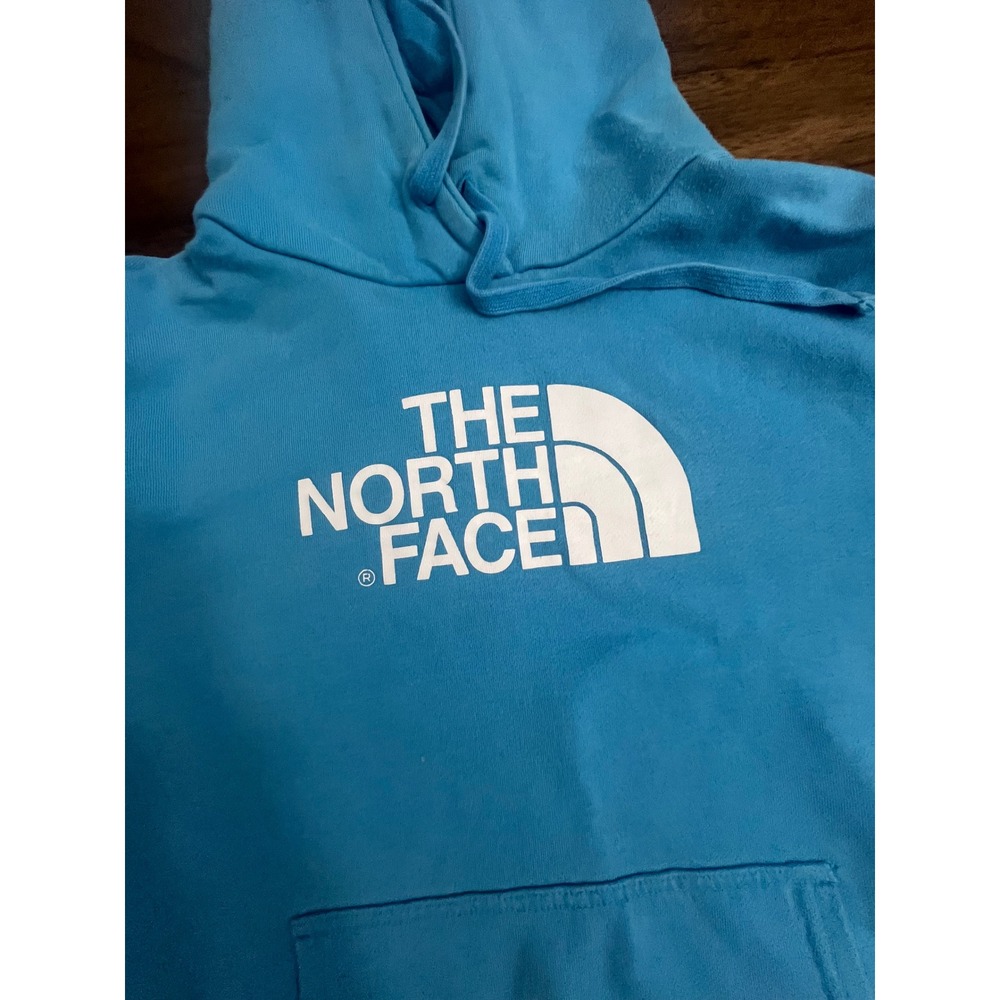 The North Face Womens Blue Logo Pullover Hoodie Sweatshirt Size Large